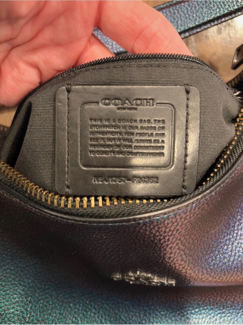 Coach Harley Iridescent Leather Hobo Bag - Teal/Green Shimmer RARE - Picture 7 of 9
